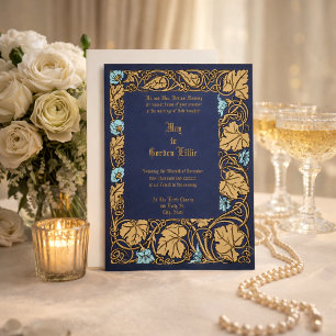 Large Leaf Floral Vine Border Wedding Invitation