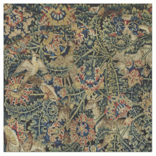 Large Leaf Verdure & Animals Renaissance Tapestry Fabric