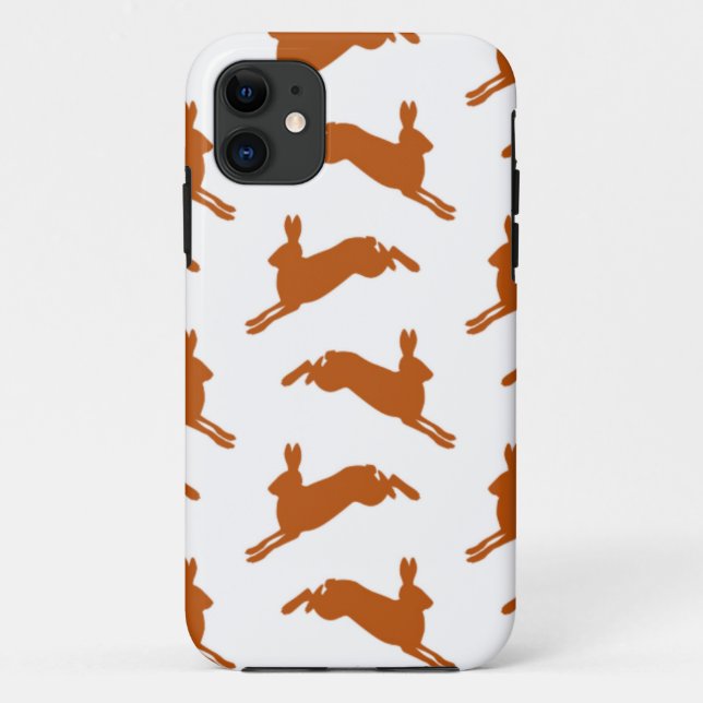 Large Leaping Hares Fawn Brown Case-Mate iPhone Case (Back)
