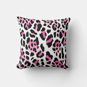 Large Leopard Print Pink And White Cushion