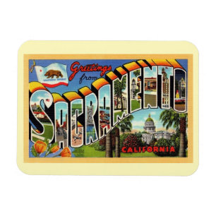 Large Letter Greeting Sacramento California Magnet