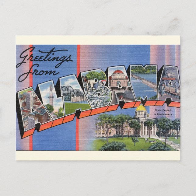 Large Letter Greetings from Alabama Postcard (Front)