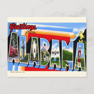 Large Letter Greetings from Alabama Postcard