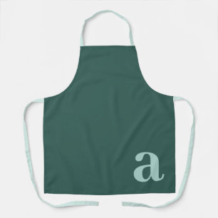 Large Letter Monogram Dark Teal Blue Minimalist Apron