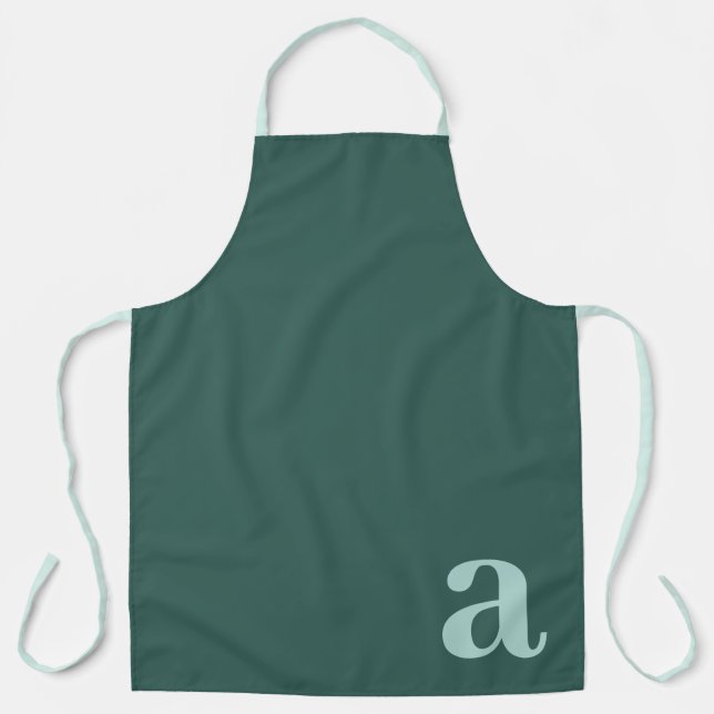 Large Letter Monogram Dark Teal Blue Minimalist Apron (Front)
