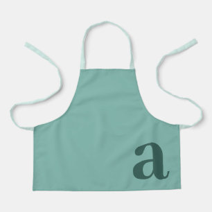 Large Letter Monogram Teal Blue Minimalist Apron