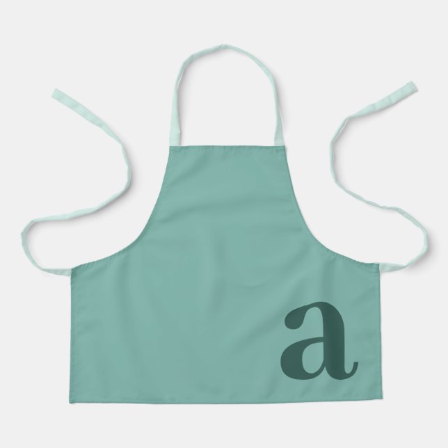 Large Letter Monogram Teal Blue Minimalist Apron (Front)