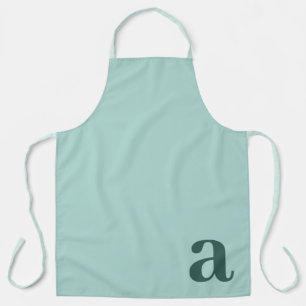Large Letter Monogram Teal Blue Minimalist Apron