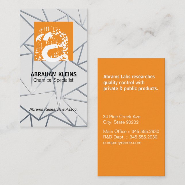 Large Letter | Orange | Geometric Business Card (Front/Back)