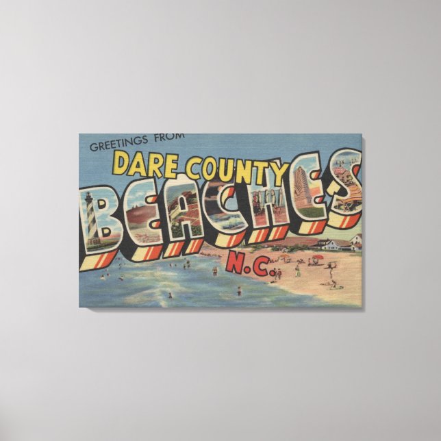 Large Letter Scenes - Dare County Beaches, NC Canvas Print (Front)