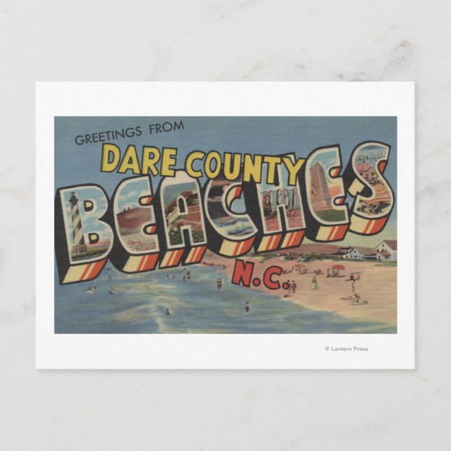 Large Letter Scenes - Dare County Beaches, NC Postcard (Front)