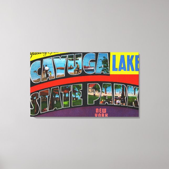 Large Letter Scenes, Greetings From 3 Canvas Print (Front)