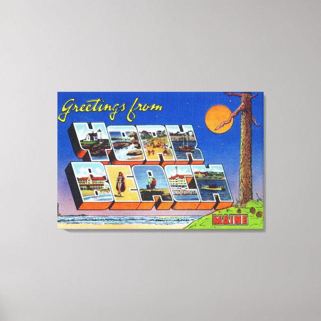 Large Letter Scenes, Greetings From 4 Canvas Print (Front)