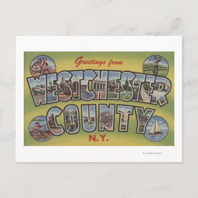 Large Letter Scenes - Westchester County, NY Postcard (Front)