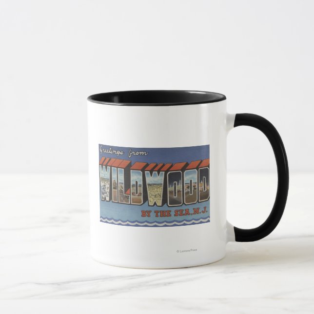 Large Letter Scenes - Wildwood-By-The-Sea, NJ Mug (Right)