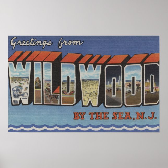 Large Letter Scenes - Wildwood-By-The-Sea, NJ Poster (Front)