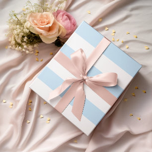 Large Light Blue and White Horizontal Stripes Wrapping Paper