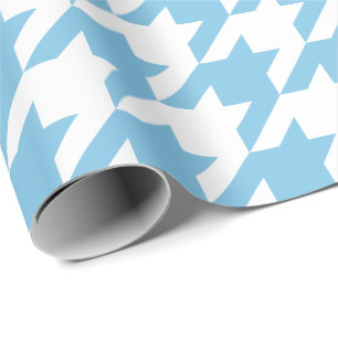 Large Light Blue and White Houndstooth Wrapping Paper