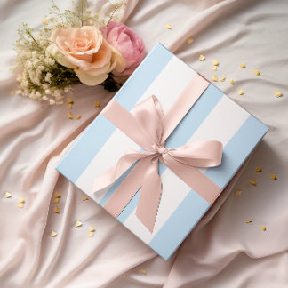 Large Light Blue and White Stripes Wrapping Paper