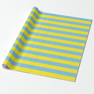 Large Light Blue and Yellow Stripes Wrapping Paper