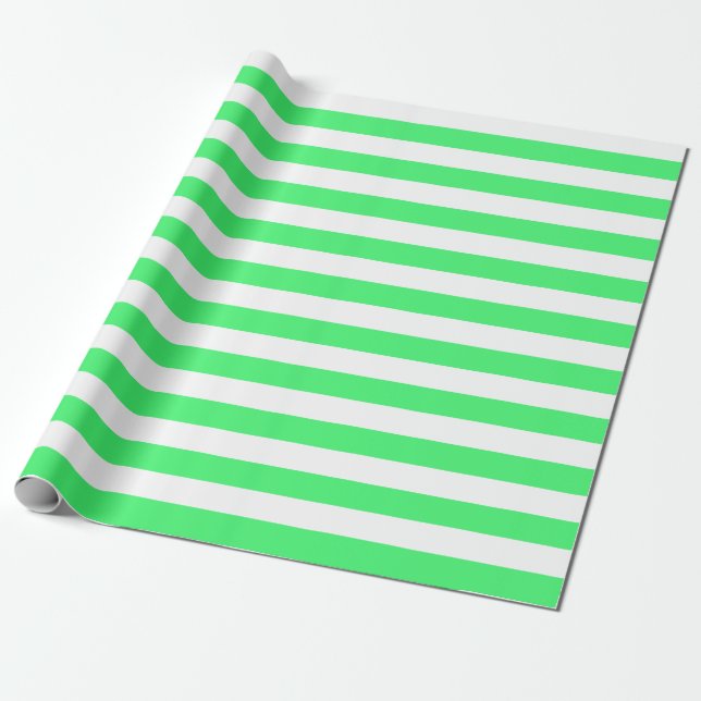 Large Light Green and White Stripes Wrapping Paper (Unrolled)
