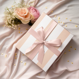 Large Light Peach and White Stripes Wrapping Paper