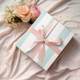 Large Light Teal and White Stripes Wrapping Paper