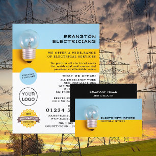Large Lightbulb, Electrician Advertising Flyer