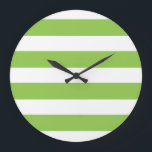 Large Lime Green Wall Clock<br><div class="desc">A graphic illustration in apple green stripes against a white background great on wall clocks</div>