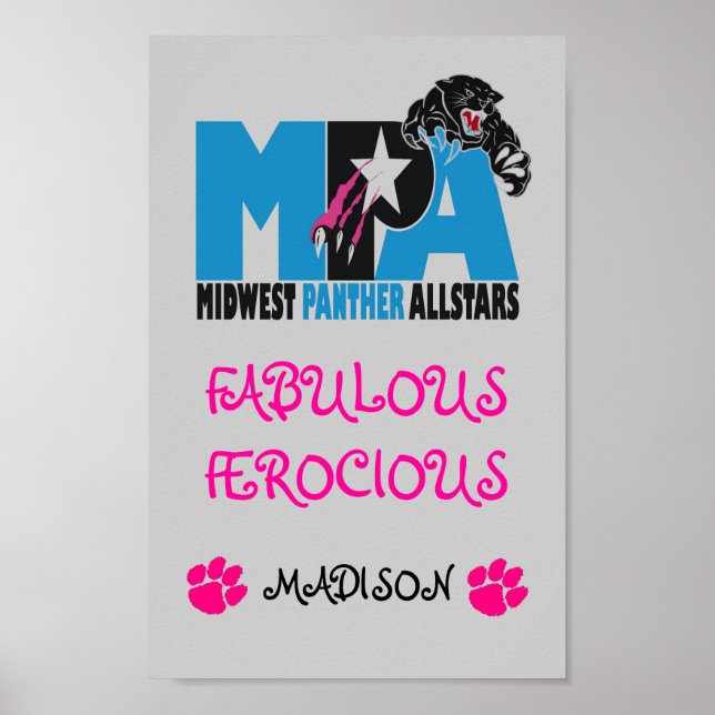 Large Logo, Panther%209[1], pink paw, pink paw,... Poster (Front)