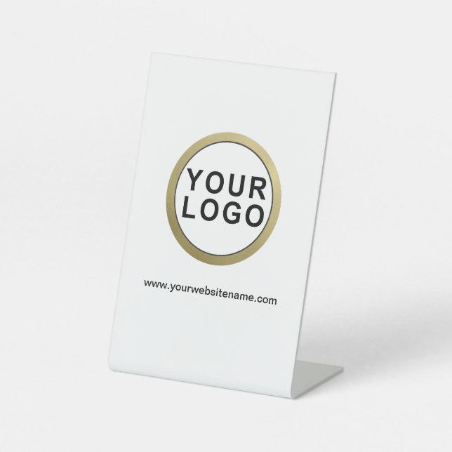 Large Logo Professional Minimalist White Pedestal Sign (Front)