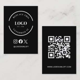 Large Logo Website Social Icons Custom Black Business Card