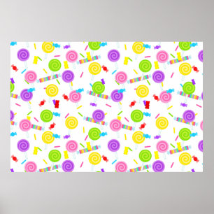 Large Lollipops and Sweet Treats Party Backdrop Poster