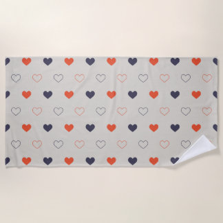 Large - Lovely hearts / orange cream dark Beach Towel