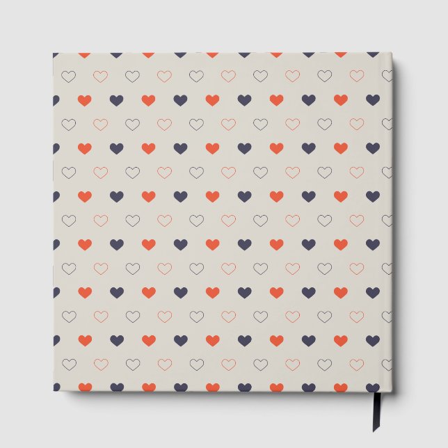 Large - Lovely hearts / orange cream dark Guest Book (Back)