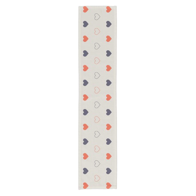 Large - Lovely hearts / orange cream dark Short Table Runner (Front)