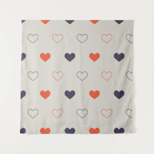 Large - Lovely hearts / orange cream dark Tapestry