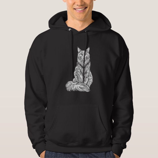 Large Maine Coon Cat With Fluffy Long Coat Hoodie (Front)