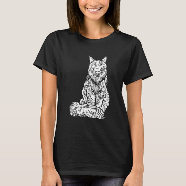Large Maine Coon Cat With Fluffy Long Coat T-Shirt (Front)