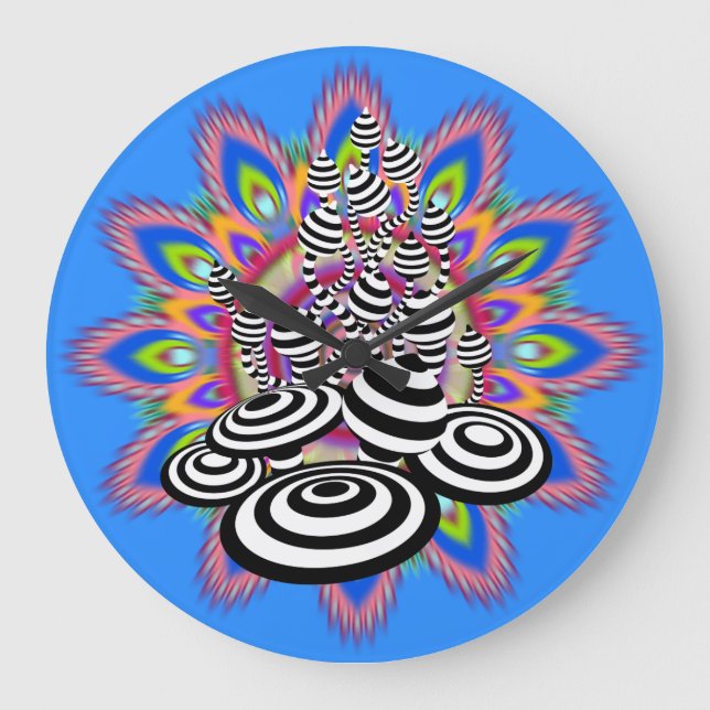 Large Mandala Magic Mushroom wall clock (Front)