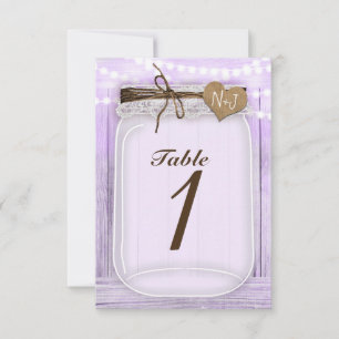 Large Mason Jar & Lights Lavender Table Number