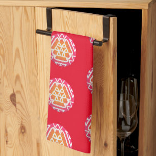 Large Medallion Red Tea Towel