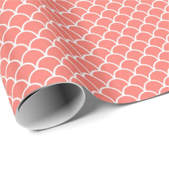Large mermaid-scales in peach echo wrapping paper (Roll Corner)