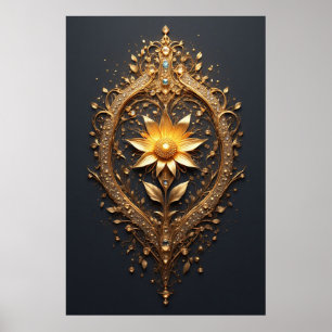 Large Metallic Flower Luxury  for Modern Home 🌸🖼 Poster