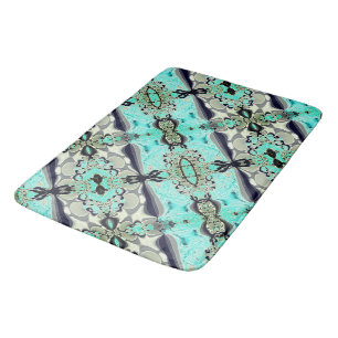Large mirroring of aquamarine and grey shades bath mat