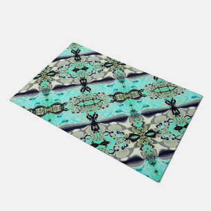 Large mirroring of aquamarine and grey shades thro doormat