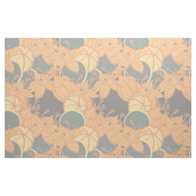 large modern leaf, bud, and flower pattern fabric (Fat Quarter)