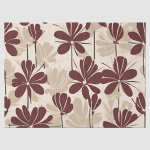 Large Modern Maroon Beige Wildflower Tissue Paper