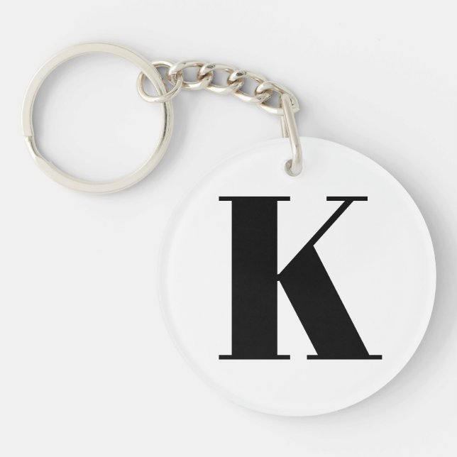 Large modern minimalist letter K Key Ring (Front)