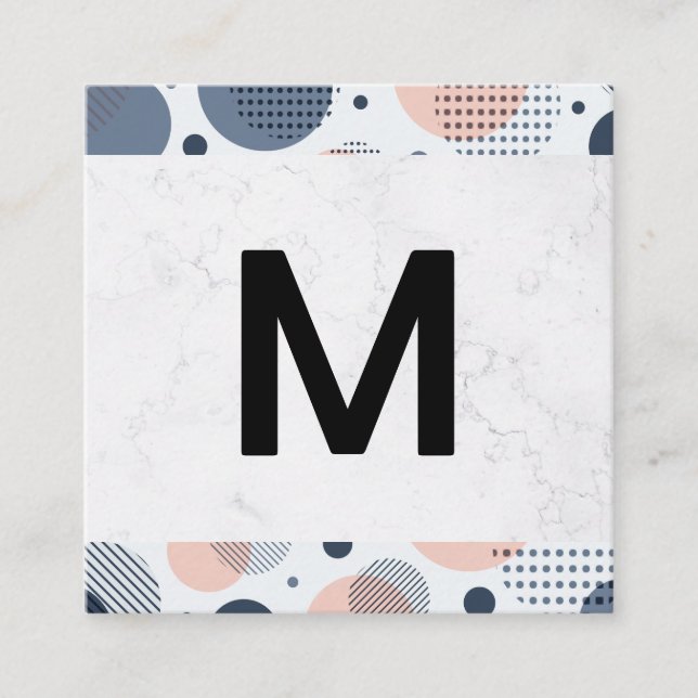Large Modern Monogram | Geometric Background Square Business Card (Front)